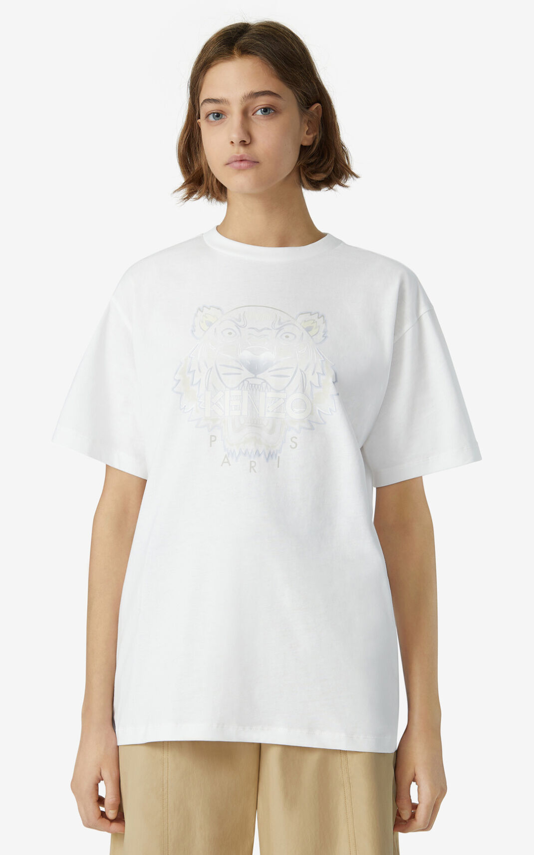 Kenzo Oversize Tiger T-shirt Dames Wit | 75218SGVC